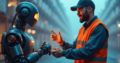 AI in logistics with a robot and man