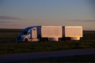 Freight truck hauling loads as part of logistics engineering