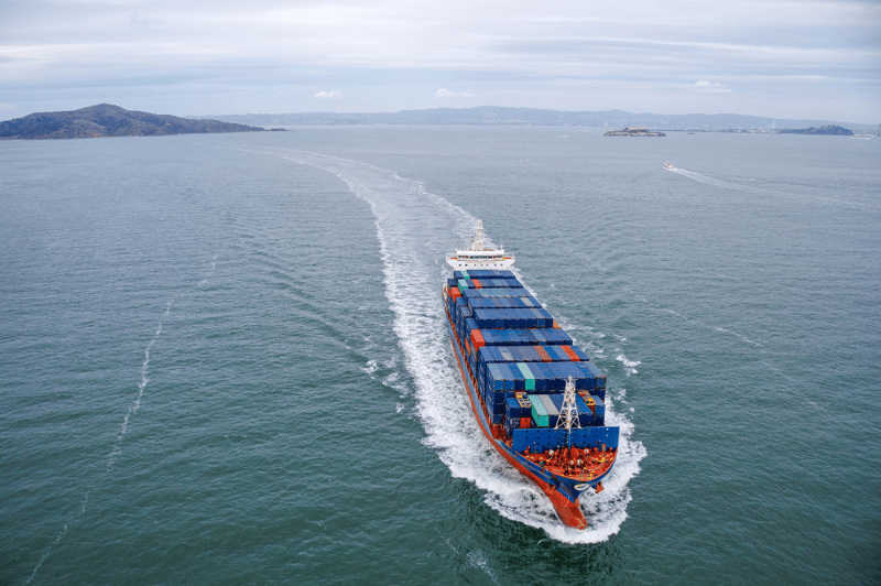 Cargo ship at sea