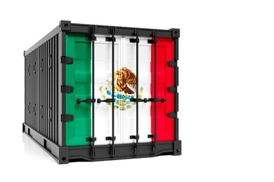 nearshoring container with flag of mexico